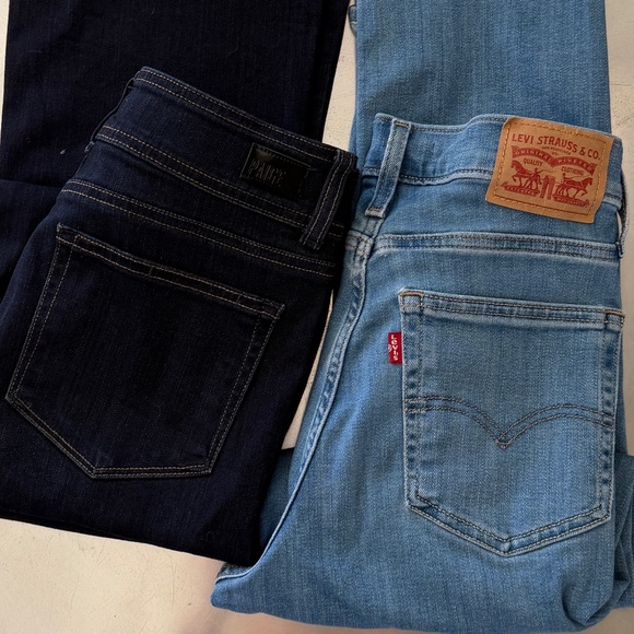 Lot of 2 Jeans Paige HR Manhattan & Levi 724 HR Straight Both size 28 - Picture 3 of 7